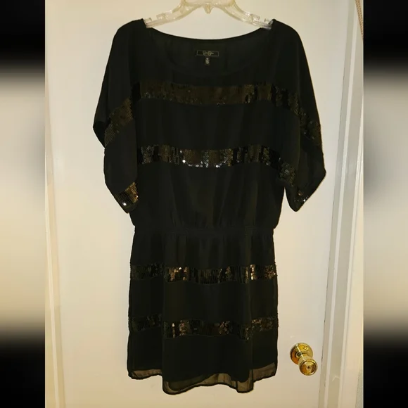 Jessica Simpson Black Sequin Dress Sz M - Picture 3 of 6